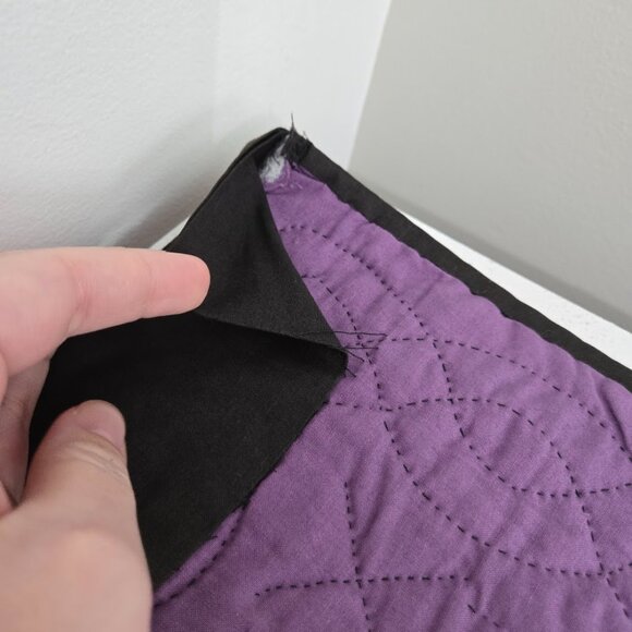 Handmade Lap Quilt Purple Geometric Print 42"x44" Wall Decor Multicolor Diamond - Picture 4 of 7